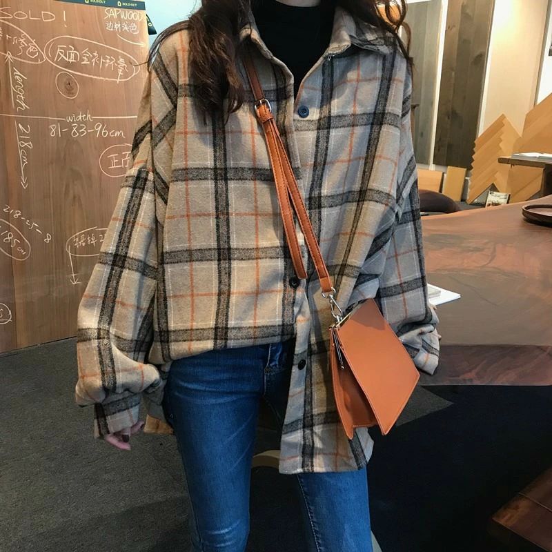 春秋冬 トップス 韓国 ストリート系 ファッション シャツ チェック柄 薄手 アウター オーバーサイズ 長袖 ゆったり レディース