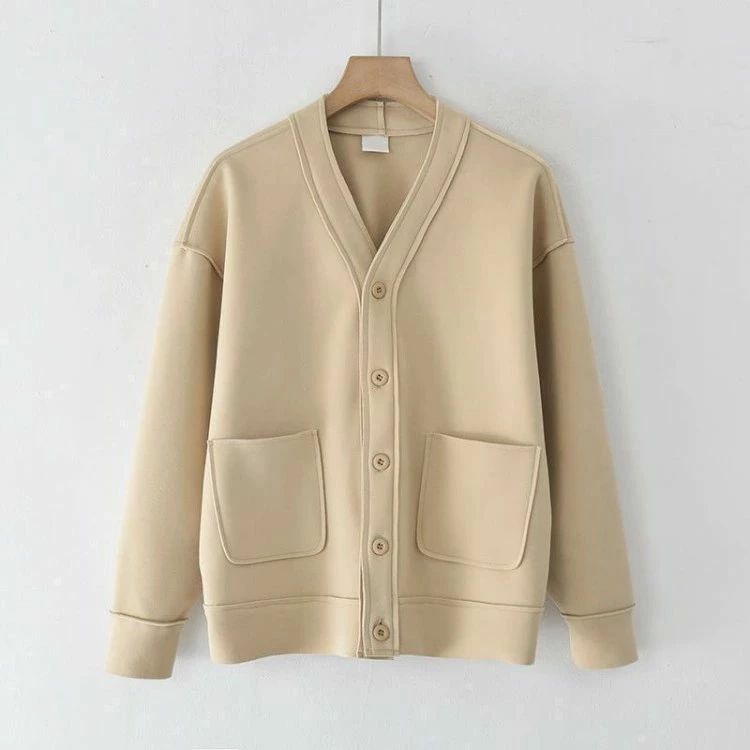 長袖 春 重 カットソー ジャケット パーカー 前開き ゆったり 羽織り ボタン 冬 トップス ビジネス 大きいサイズ 秋 ゆるい 大人 3