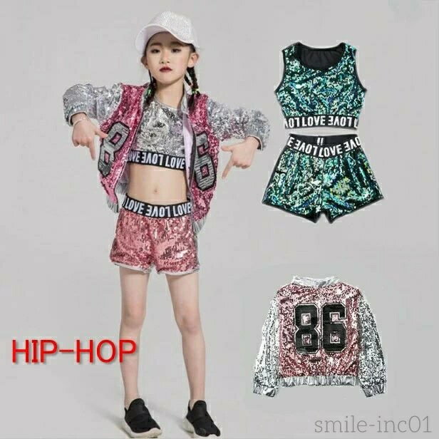 Rakuten - セットアップ ダンス キッズダンス衣装 キッズダンス 衣装 派手 キッズダンス スパンコール衣装 ダンス衣装 女の子 ヒップホップ パンツチア キッズ