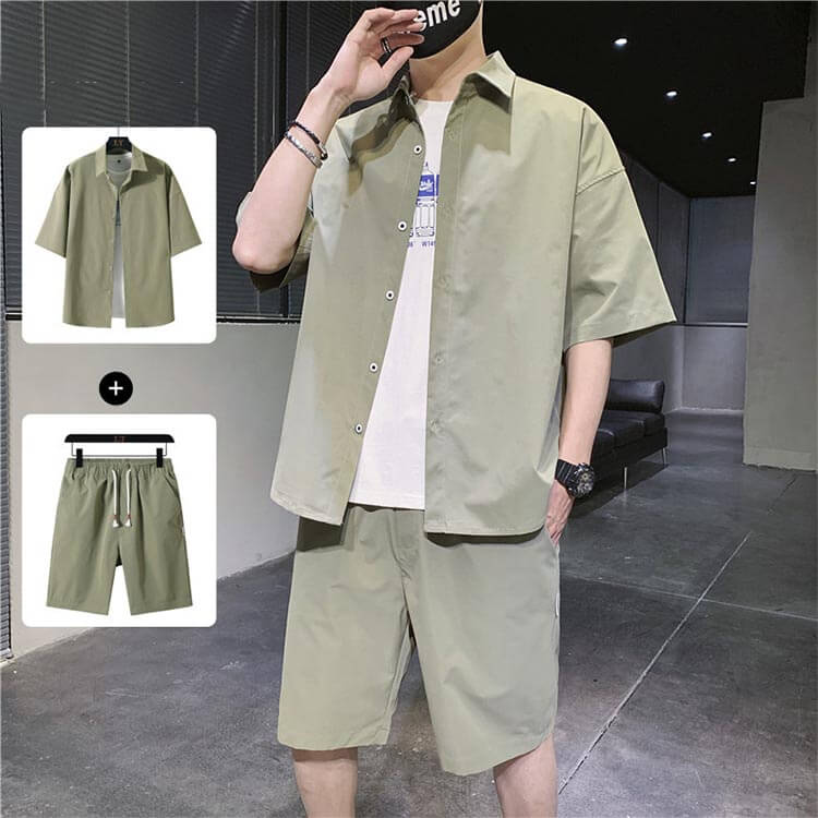 【送料無料】tシャツ おしゃれ セットアップ ハーフパンツ シャツ カジュアル 夏服 ショートパンツ シャツ 半袖 メンズ 上下セット