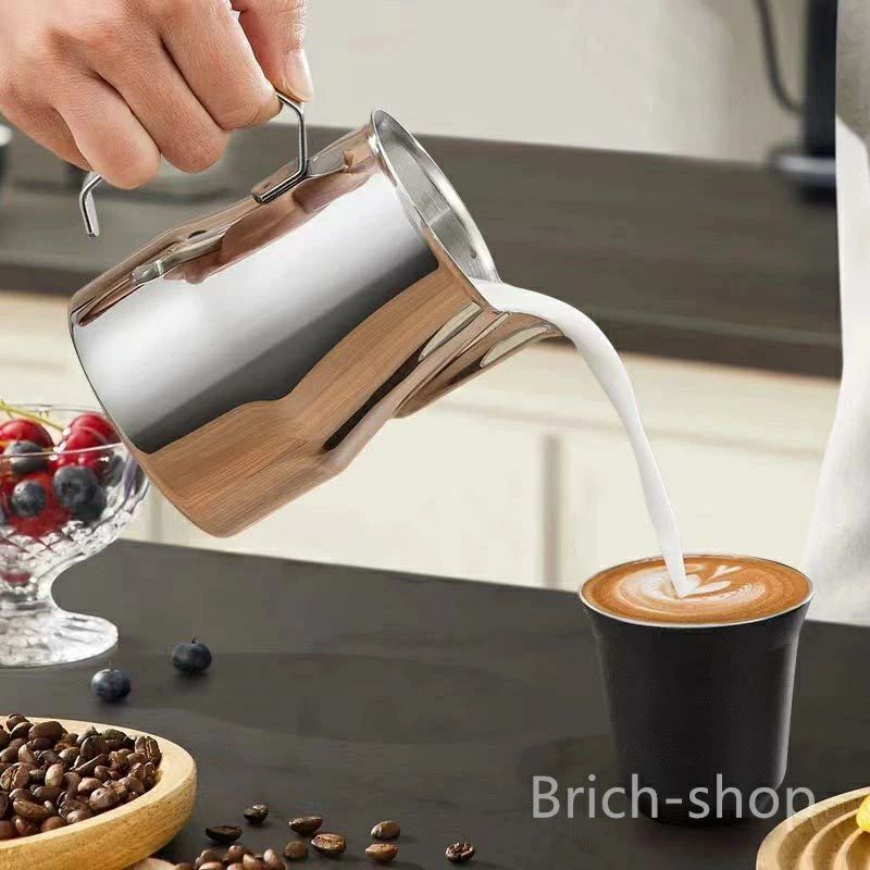 350ml/450ml/750ml ステンレス製 目盛り付き 耐熱 ラテアート用 コーヒー カプチーノ ミルクポット