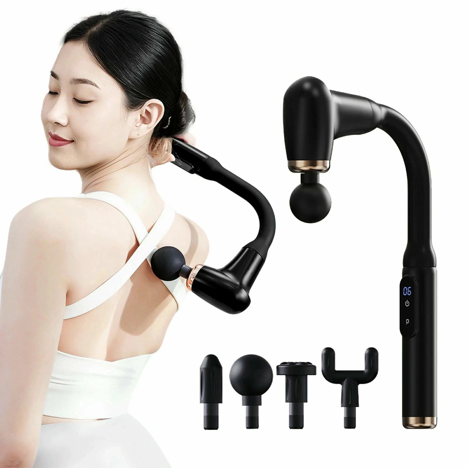 マッサージガン リラックス 筋膜リリースガン 背中まで届く ハンディガン パワフル リリースガン 6段強力振動 三つのモード 筋膜ガン 最大3800回転/分 4種類アタッチメント 軽量 静音 自動オフ 大容量バッテリー Type-C充電式 液晶画面表示 全身対応