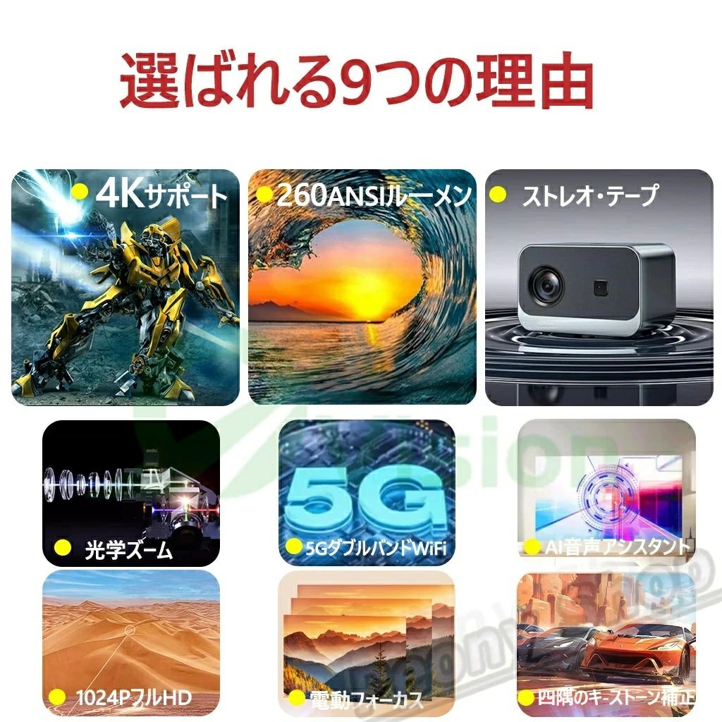 Good Smile 2024のプロジェクター 家庭用 小型 Android TV 搭載Netflixが見れるプロジェクター 1080p対応 高性能 高画質 静音 自動台形補正 家庭用 ズーム機能 Bluetooth 5.0 2.4&5G Wi-Fi リモコン付き 日本語取扱説明書 ホームシアター 子供 初売り 短距離 有線 無線接続 TV USB 2025｜アングル3