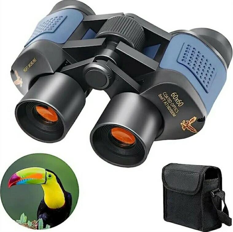 双眼鏡 望遠鏡 60×60高倍率双眼鏡 コンパクト プリズムBak4 搭載 FMC多層グリーン膜 小型 収納袋付 防..
