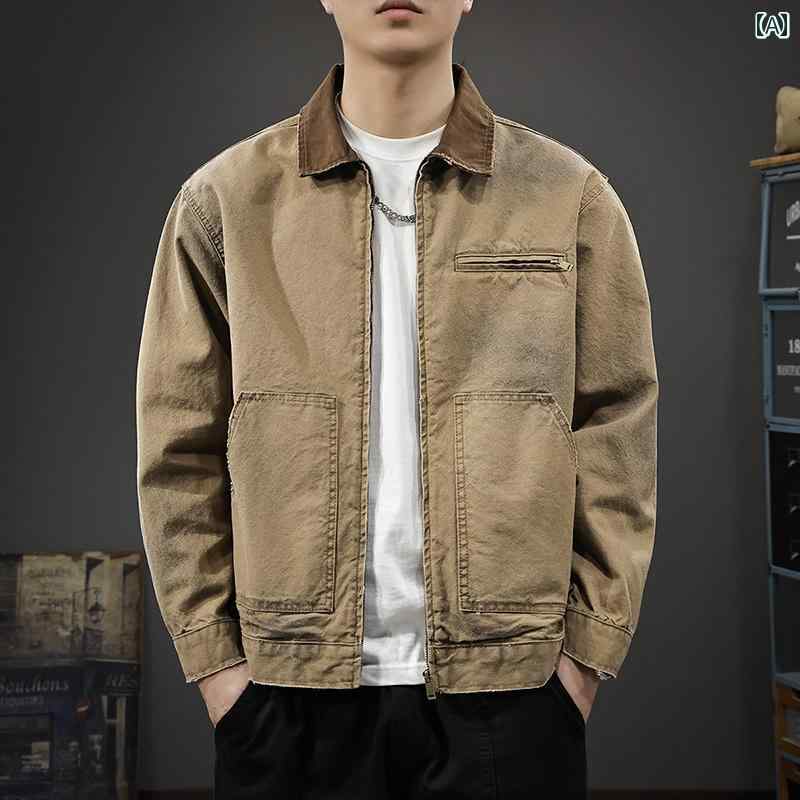 男性用 コントラスト レトロ 紳士服 服 大人 アメリカン 韓国 メンズ トッ かっこいい 秋冬 ヘビーウォ..