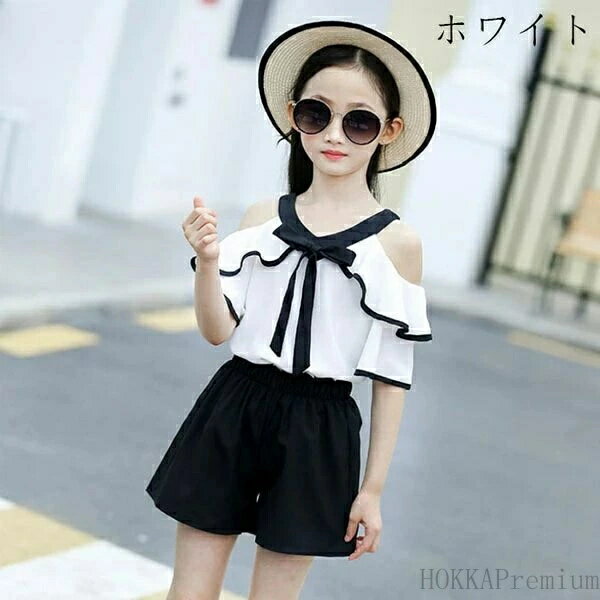 夏服 通学 キッズ 2点セット 上下セット シャツ+ショートパンツ 普 セットアップ 女の子 プリンセス ス..
