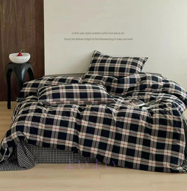 3点セット セミダブル シーツ あったか チェック オールシーズン 毛布カバー 綿 掛けカバー 掛け布団カ..