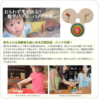 【SALEクーポンあり】【送料無料】●数学パズル ハノイの塔 (虹のバージョン)木のおもちゃ パズル 日本製 知育玩具 積み木 1歳 プレゼント ランキング 2歳 3歳 4歳 5歳 6歳 7歳 誕生日ギフト 出産祝い 男の子 女の子 木製 玩具 玩具療法 木製 デザイン雑貨 - Image 2
