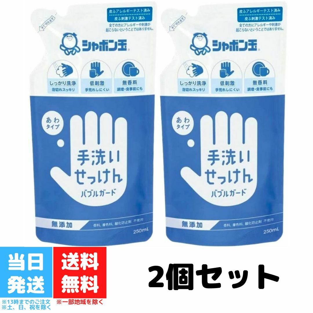 手洗いせっけん バブルガード 詰替用 250ml 泡タイプ シャボン玉石けん ハンドソープ つめかえ 詰め替え 詰めかえ 2個セット 送料無料