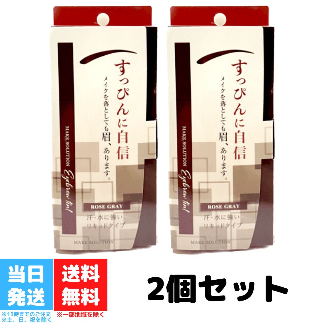 メークソリューション アイブロウティント ローズグレイ 2個セット ビナ薬粧 平筆 筆先 太いライン 細いライン 眉 リキッド アイブロウ 眉用ティント キープ力 アイライナー 送料無料