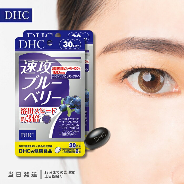 DHC 速攻ブルーベリー 30日分 60粒 2個セット ビタミン サプリメント サプリ ディーエイチシー アントシアニン 目のサプリメント ルテイン ビルベリー 健康 目 送料無料