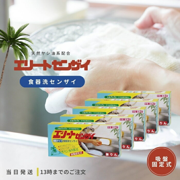 エリート洗剤 580g 5個セット 食器洗い洗剤 固形タイプ 天然ヤシ油系配合 吸盤固定式 無リン テレビで..