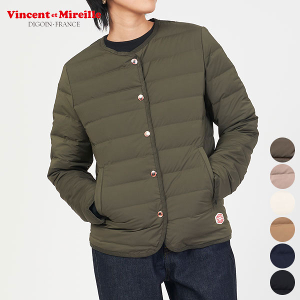 ヴァンソン エ ミレイユ Vincent et Mireille ステッチレス ダウン カーディガン VM232SD26030 STITCHLESS DOWN CARDIGAN トップス ジャケット レディース シンプル カジュアル トラッド ノーカラー インナー 軽量 