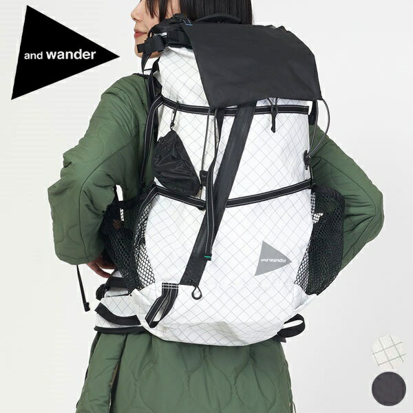 楽天GOOD DEALアンドワンダー and wander エコパック バックパック 5743975002 ECOPAK 40L backpack 小物 デイパック メンズ レディース ユニセックス シンプル カジュアル デイリー アウトドア 防水 撥水 耐久性 オフホワイト ブラック F [ 2023 FW 春 夏 秋 冬 ] /hfd