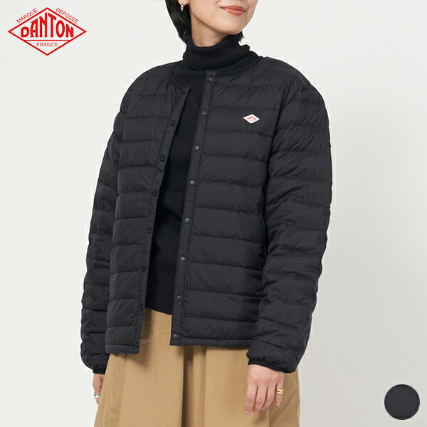 ダントン ダウン メンズ 2023FW ダントン DANTON メンズ インナー ダウン クルーネック ジャケット DT-A0025 NNF INNER DOWN CREWNECK JACKET ノーカラー カーディガン アウトドア ナイロンタフタ 軽量 ブラック 黒 M L