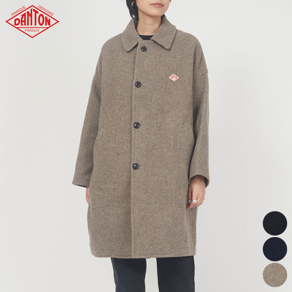 【SALE 30％OFF】ダントン DANTON ロング コート DT-A0388 WLP WOMEN 039 S WOOL LIGHT PILE LONG COAT アウター ステンカラー シンプル カジュアル ドロップショルダー ワイド ボディ 軽量 裏地付 ウール パイル 34 36 38 2023 FW 秋 冬