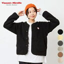 クーポン 対象 【SALE 40％OFF】ヴァンソン エ ミレイユ Vincent et Mireille ボア カーディガン VM232KB25110 BOA CARDIGAN トップス 羽織り メンズ レディース シンプル カジュアル ノーカラー フリース ショート丈 ワンポイント ノーカラー 2023 FW 春 秋 冬