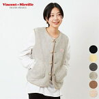 [クーポン 対象]【SALE 40％OFF】ヴァンソン エ ミレイユ Vincent et Mireille ボア ベスト VM232KB25100 BOA VEST トップス インナー レイヤード レディース シンプル カジュアル 定番 ノーカラー フリース 保湿性 伸縮性 弾力性 左前 [ 2023 FW 春 秋 冬 ]