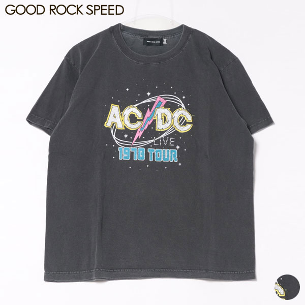 【24SS新作】グッド ロック スピード GOOD ROCK SPEED AC/DC 24ACD002W エーシーディーシー Tシャツ トップス 半袖 レディース シンプル カジュアル グラフィック プリント ややゆったりサイズ ロック バンドT コットン チャコール [ 2024 SS 春 夏 ]