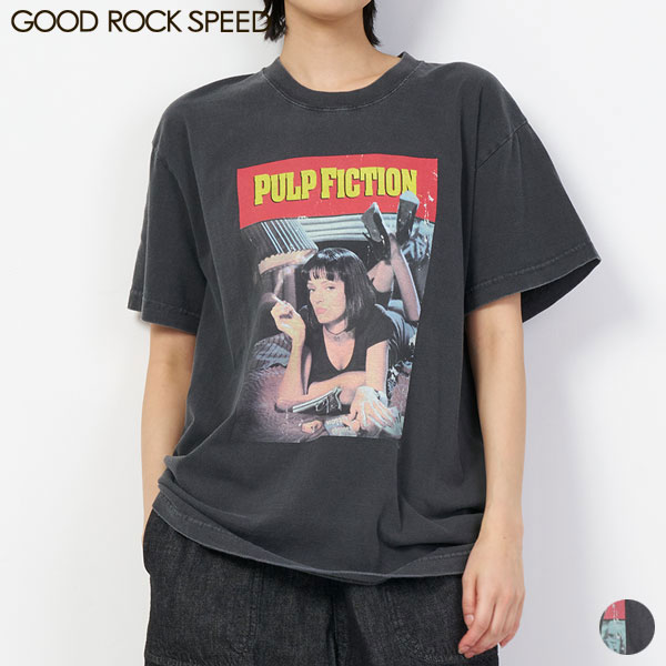 楽天GOOD DEAL[クーポン 対象]【24SS新作】グッド ロック スピード GOOD ROCK SPEED PULP FICTION 24PFC004W パルプ フィクション Tシャツ トップス 半袖 レディース シンプル カジュアル グラフィック プリント ややゆったりサイズ 映画T コットン チャコール [ 2024 SS 春 夏 ]