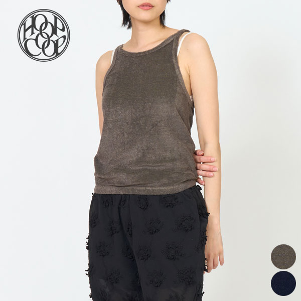 ホープコープ HOOPCOOP アップサイドダウン ドット キャミソール UPSIDEDOWN DOT CAMI レディース トップス ビスチェ インナー 重ね着 レイヤード 通気性 吸水性 リネン ポリエステル 日本製 S26009  