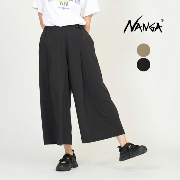 ナンガ NANGA エクスカーション ワイド パンツ EXCURSION WIDE PANTS W レディース ボトム フレア ウエストゴム ベルトアジャスター タック ゆったり ポケット アウトドア ポリエステル100 N2501-1D409B 
