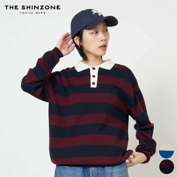 【SALE 40%OFF】シンゾーン SHINZONE ラガー ニット ポロ シャツ RUGGER KNIT POLO レディース トップス ウール ボーダー ...