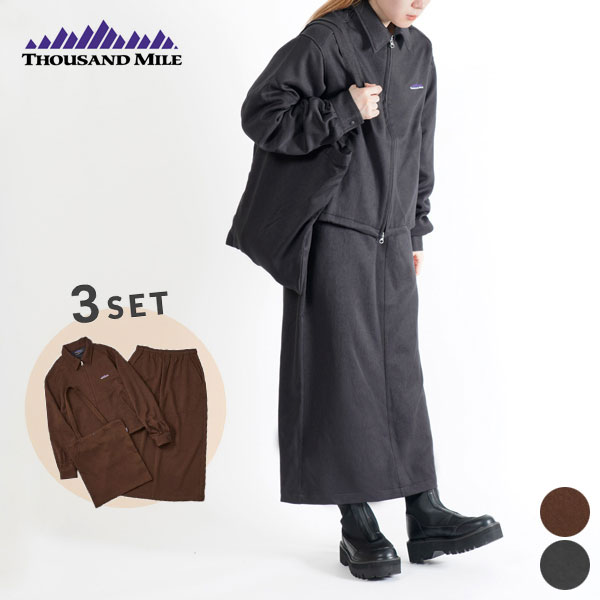 [ 3点セット ]【25FW新作】サウザンドマイル THOUSAND MILE ウールライク ブルゾン スカート バッグ 3..
