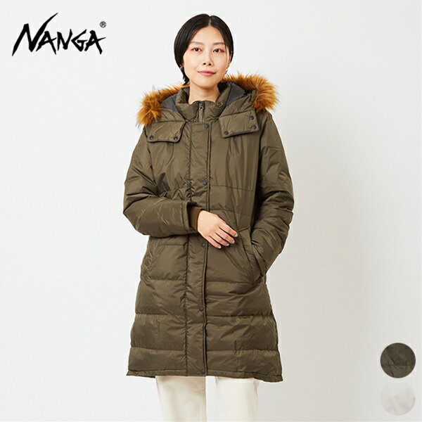 【SALE 20％OFF】ナンガ NANGA オーロラ ダウン ハーフ コート N1AY AURORA DOWN HALF COAT レディース ダウン コート アウター 防水 防風 暖かい セミフレア Aライン 日本製 白 生成り アイボ…