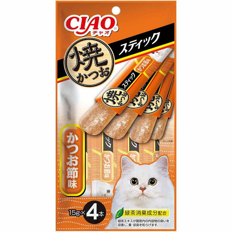 チャオ ちゅ〜る CIAO ちゅーる スティック 焼かつおスティック かつお節味 4本入り 猫用おやつ 猫おやつ 猫用ふりかけ キャットフード チャオ いなばペットフーズのサムネイル