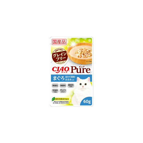 CIAO Pure パウチ ほたて貝柱・ささみ入り・60g