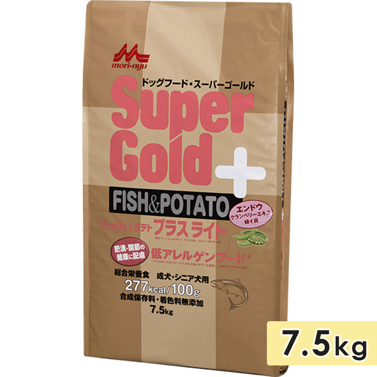 スーパーゴールド フィッシュ&ポテト 成犬用 シニア犬用 高齢犬用 7.5kg プラスライト 肥満・関節の健康に配慮 グレインフリー 穀物不使用 食物アレルギー...