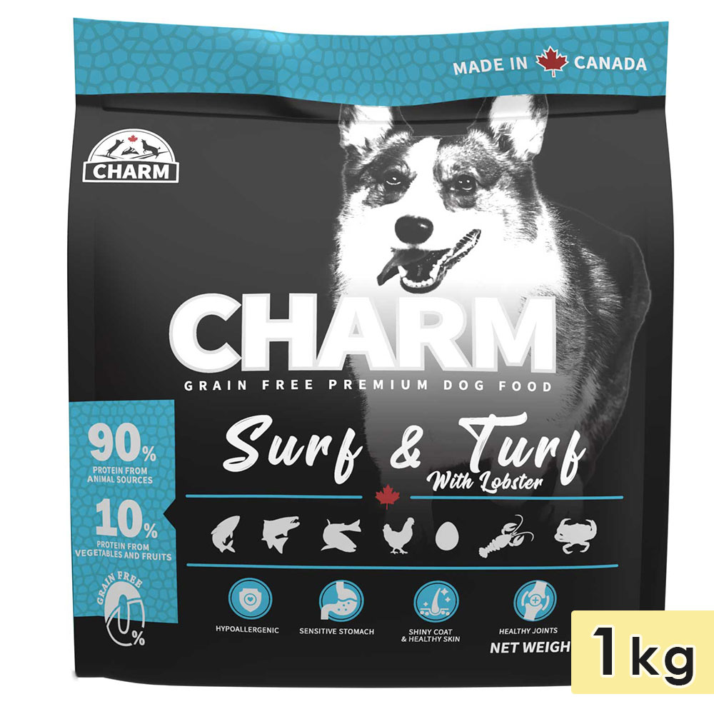 CHARM チャーム サーフ＆ターフドッグ 1kg 全犬種用 成犬用 子犬用 高齢犬用 シニア犬用 ドッグフード ドライフード トランペッツ 正規品