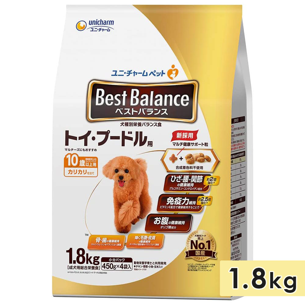 ベストバランス トイプードル用 1.8kg 成犬用 10歳以上用 カリカリ仕立て ドッグフード ドライフード 犬用総合栄養食 シニア犬用 ユニチャーム ペットケア Best Balance 正規品