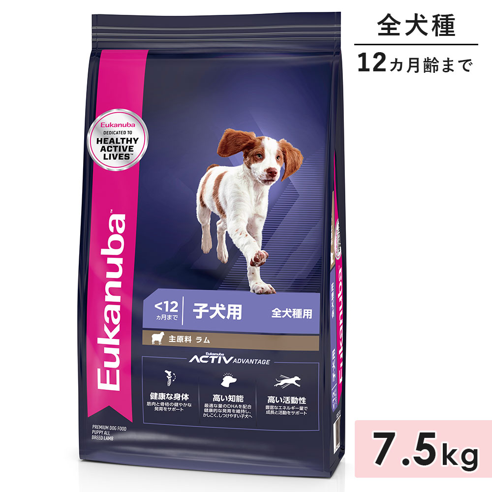 ユーカヌバ パピー ラム＆ライス 7.5kg 子犬用 全犬種用 ラム 生後12カ月齢まで 1歳まで ドッグフード ドライフード Eukanuba 正規品