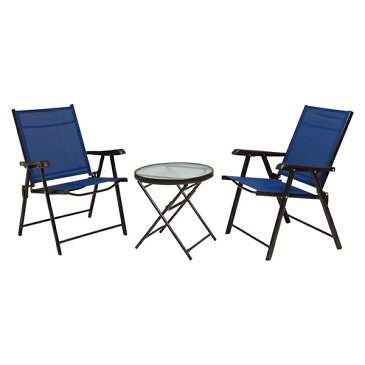 【送料無料】 ガーデンシリーズ 折りたたみ式 テーブル&メッシュチェア 3点セット LGS-4682S BR/NV※時間帯指定不可