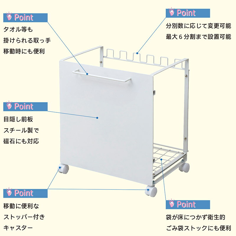 8月入荷【送料無料】分別式ダストボックスワゴン TS-1050 幅50cm 最大6分別 キャスター付き 【東北/九州/四国は配送不可商品】 [2]