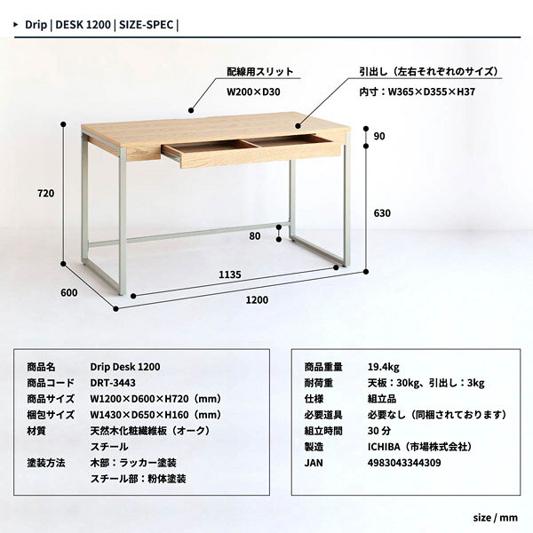 【送料無料】Drip Desk 1200 [DRT-3443]ドリップデスク 120 [3]