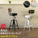 （ホワイト5月上旬入荷）【送料無料】 昇降式カウンターチェア Ares アレス バーチェア （背もたれ付き）　ブラック/ホワイト　UTK-01 ..