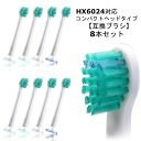 【互換】 替えブラシ 8本入り プロリザルツ コンパクトヘッド HX-6024(2)