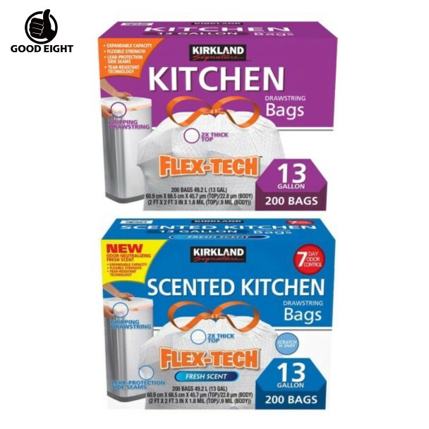 香り付き版入荷！KIRKLAND カークランド 紐付きゴミ袋 ひも付きゴミ袋 ゴミ袋 ごみ袋 キッチンバッグ 大容量 200枚 49.2L紐付き