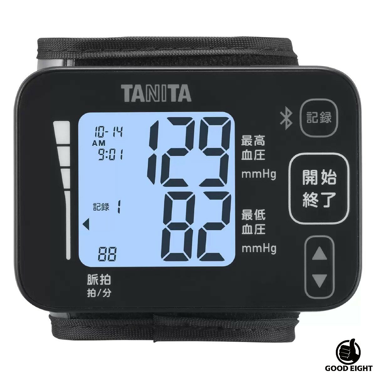 タニタ 血圧計 手首式 Bluetooth対応 BP218L ダークブルー｜スマホ連携 アプリ管理 2人分メモリ バックライト付き 液晶画面【医療機器認証品】