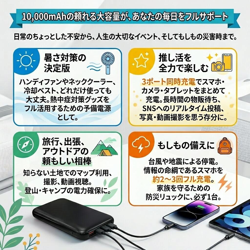モバイルバッテリー 大容量 LAZOS 100...の紹介画像3