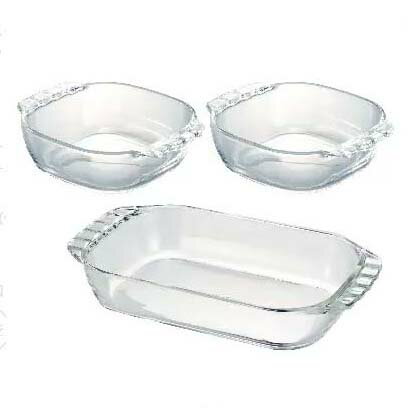 ハリオ 耐熱ガラス製 トースター皿 3個セットHTZ-2808 耐熱ガラス 皿 オーブントースター グラタン皿 耐熱 食洗機対応 電子レンジ対応 オーブン対応 日本製 HARIO