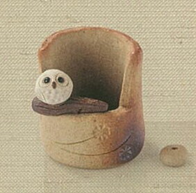 【エントリーでポイント5倍】切株ふくろう 香立【信楽焼】4-2840