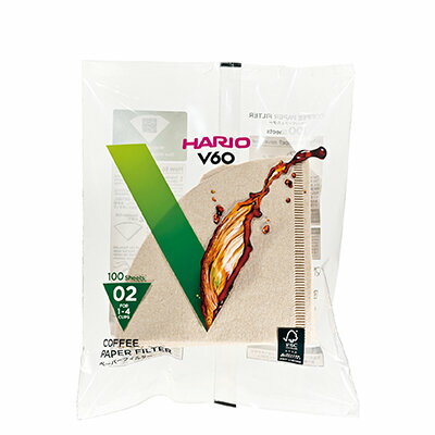 HARIO(ハリオ) V60用ペーパーフィルター 100枚入り＜みさらし＞VCF-02-100M〇コーヒーフィルター コーヒー 珈琲 coffee ドリップ ドリッパー