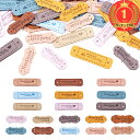 【送料無料】【楽天ランキング1位獲得】Beadthoven 革タグ レザーのラベル 約76枚セット ミックスカラー 縫製タグ 合皮タグ ハンドメイドタグラベル 穴あき 英文柄 Handmade 刺繍タグ 革ラベル DIY 手作り