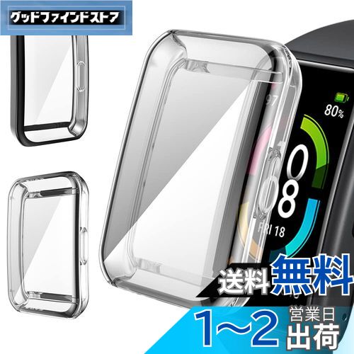Miimall【2枚セット】対応 Huawei band 7/band 6/honor band/band 6 pro カバー フィルム 全面保護 TPU材質 電気メッキ加工 高透過率 衝撃吸収 ファーウェイ band 7/band 6/honor band/band 6 pro シート 指紋防止 超軽量 気泡防止 脱着簡単(ブラック+クリア)