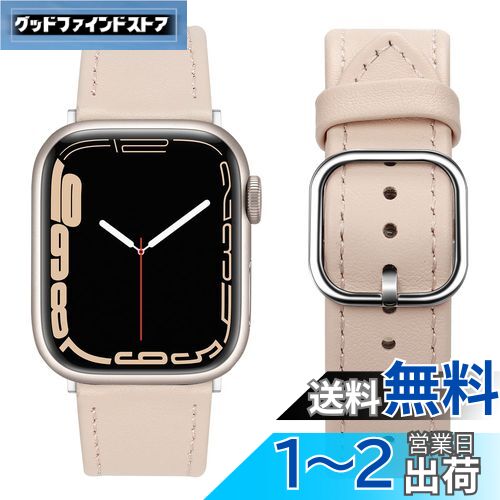 Band コンパチブル Apple Watch バンド 45mm 44mm 42mm 41mm 40mm 38mm アップルウォッチ バンド,トップグレインレザー交換バンド iWatch SE シリーズ7 6 5 4 3 2 1 (45mm/44mm/42mm,ピンク