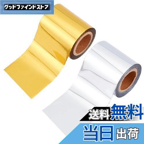 【送料無料】SUPERFINDINGS 2巻セット 熱転写箔紙ホット箔転写シート 金属ホットスタンピング箔ロール 箔羽ペン/熱箔ペン66Ftx2inch/ロール DIYのクラフトのスクラップブッキングカードゴールデンシルバー用